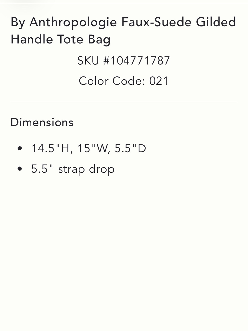 Anthropologie Faux-Suede Gilded Handle Tote Bag — Chocolate NWT - Picture 4 of 13